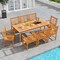 9 Piece Outdoor Dining Set Acacia Wood Table and 8 Armchairs with Umbrella Hole Natural